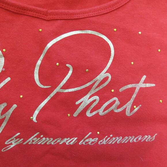 BABY PHAT Flutter Sparkle Top Size L Girls Ruffle Sleeve Gold Red Y2K Hip Hop - Picture 4 of 9